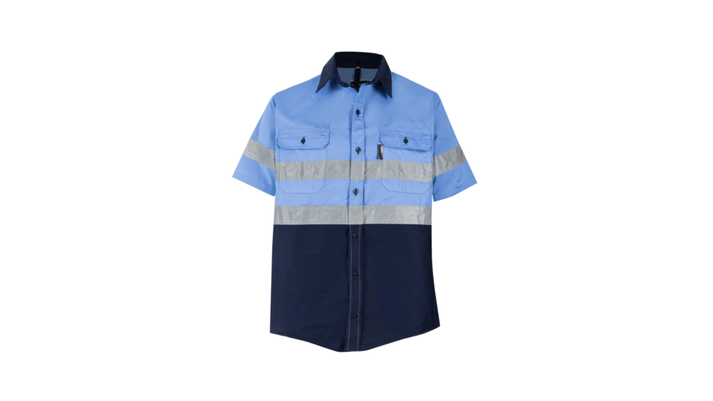 Sky Blue Pioneer Hi-Visibility Shirt 100% Cotton - Short Sleeve