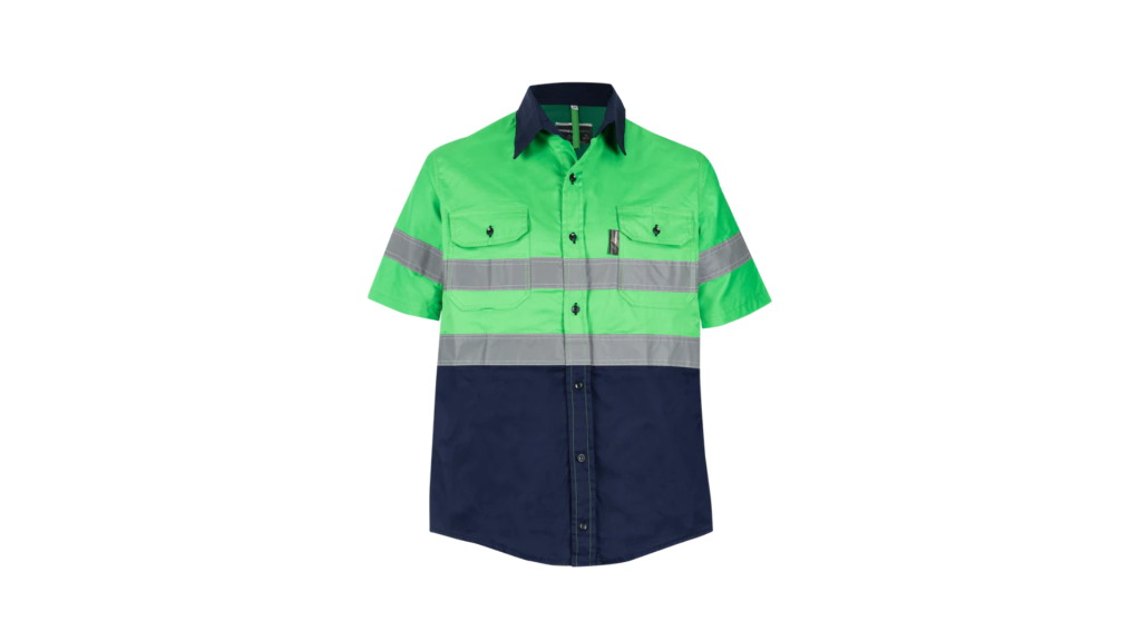 Green Blue Pioneer Hi-Visibility Shirt 100% Cotton - Short Sleeve