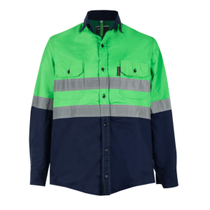 Green Pioneer Hi-Visibility Shirt 100% Cotton - Long Sleeve