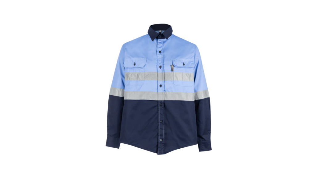Sky Blue Pioneer Hi-Visibility Shirt 100% Cotton - Long Sleeve