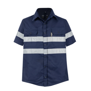 Navy Pioneer Hi-Visibility Shirt 100% Cotton - Short Sleeve