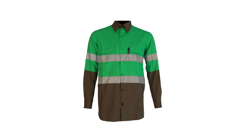 Army Green Pioneer Hi-Visibility Shirt 100% Cotton - Long Sleeve
